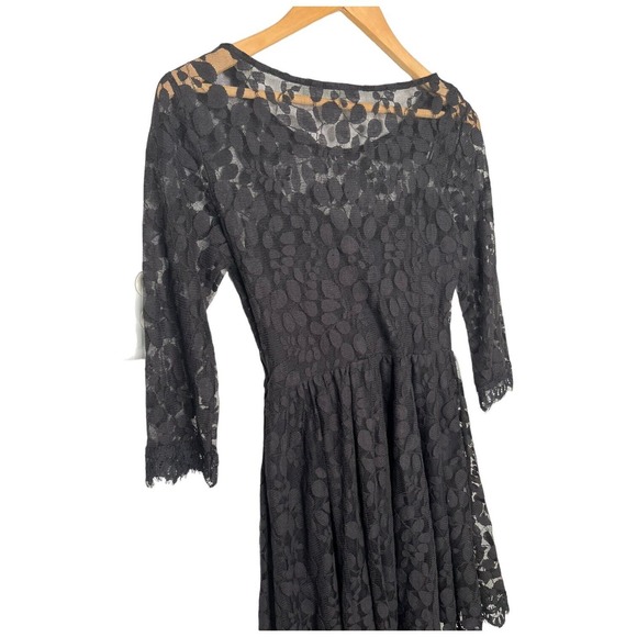 Free People Floral Embroidered Mesh Lace Mini Dress Black S - Picture 9 of 14